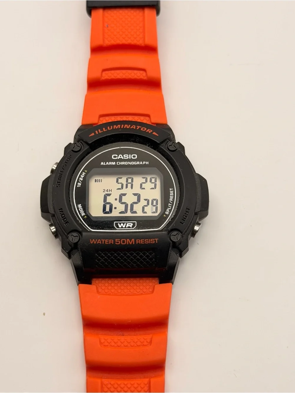 Casio W-219H-4AV Orange Digital Sport LED Illuminator Alarm Stopwatch 50M Resin
